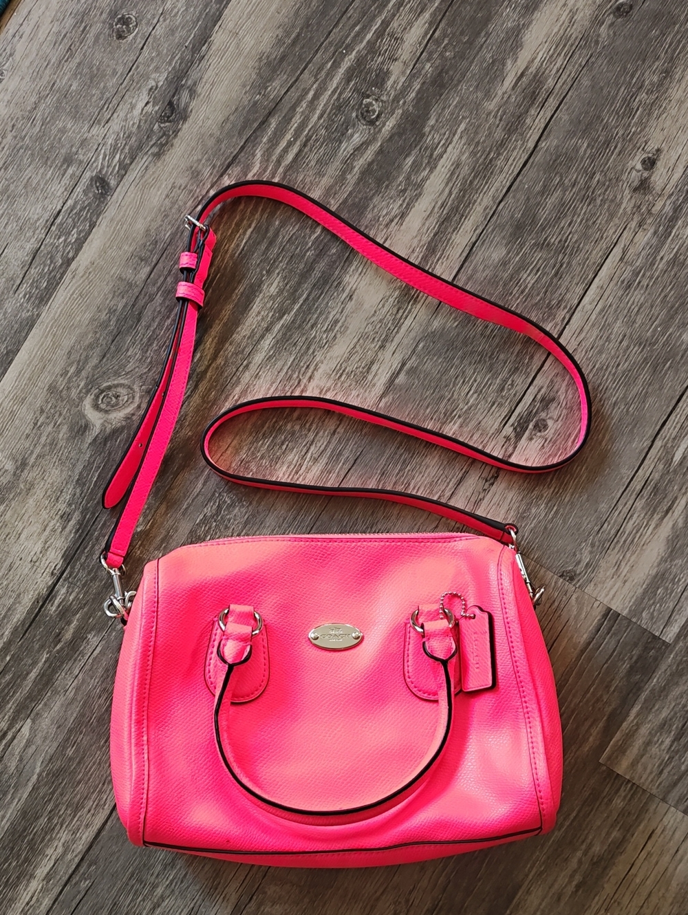 Neon Leather Coach Crossbody Purse